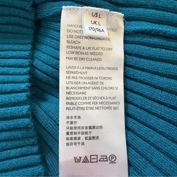 Urban Outfitters Teal Ribbed Cardigan Peyton Fitted Cropped Sz. L - Picture 9 of 10